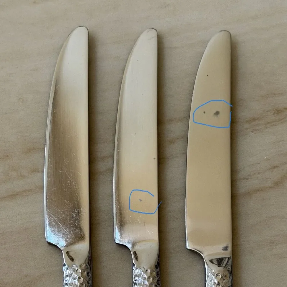 3pc Pier 1 Imports Hammered Dinner Knives 9” Stainless